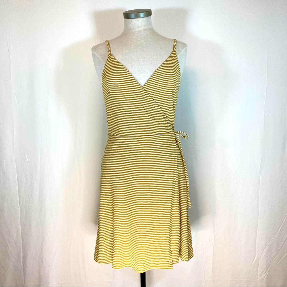 H&M dress, mustard/gold and off-white, “wrap” dress with side tie, size small